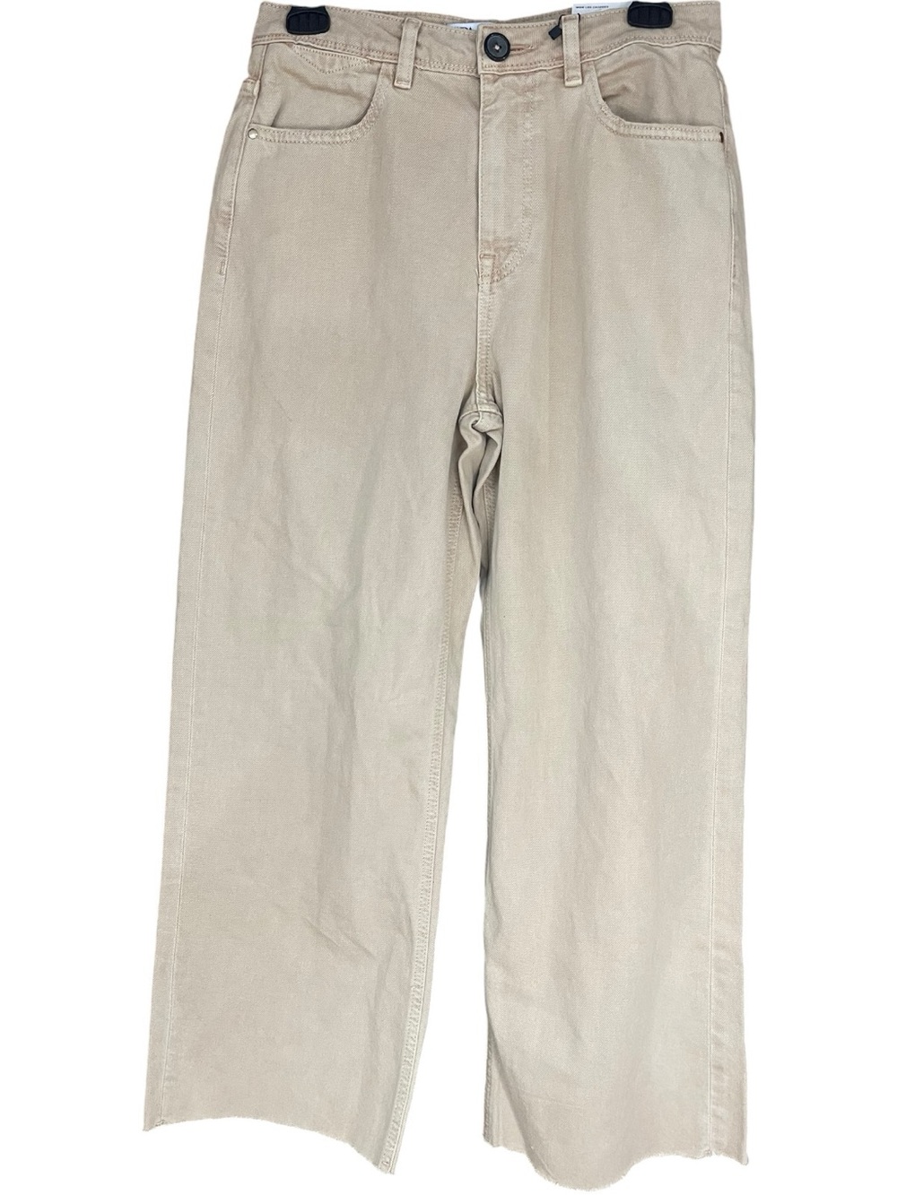Zara Wide Leg Cropped Jeans Culottes Beige Tan